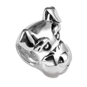 Bolenvi Miniature Schnauzer Dog 925 Sterling Silver Charm Bead for Pandora & Similar Charm Bracelets or Necklaces