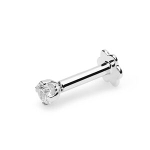 demira jewels elegant 0.06 ct diamond nose stud in 14k white gold - internally threaded screw back, hi color, versatile nose pin, lip labret, monroe ring.