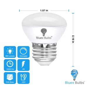 4 Pack R14 LED Bulb 4W E26 Base Mini Reflector Floodlight Light Bulb Dimmable 2700K Warm White - 40W Equivalent - Mini Light Bulbs, Short Light Bulbs, Curio Cabinet Light Bulb, R14 Bulb Flood Light