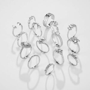 YOOESTORES82 Knuckle Rings Set for Women Vintage Stackable Rings Set Boho Joint Finger Rings Gold Silver Midi Rings Rhinestone Stacking Rings (40Pcs)