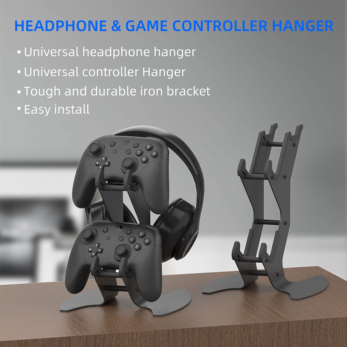 DOYO Controller Holder, Game Controller & Headset Stand Rack for Xbox one, PS4, PS5, Xbox Series X/S, NS, PC, Headset, Aluminum Metal Headset Mount Universal Organizer for Gaming Accessories