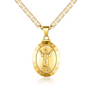 barzel 18k gold plated baby jesus/divinio nino necklace with mariner chain – made in brazil (18 inches)