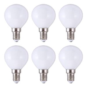 lxcom lighting g45 led bulb 5w globe vanity light bulb e14 candelabra base 50w equivalent warm white 3000k led round light bulb 500lm for makeup mirror bathroom home lighting, 6 pack