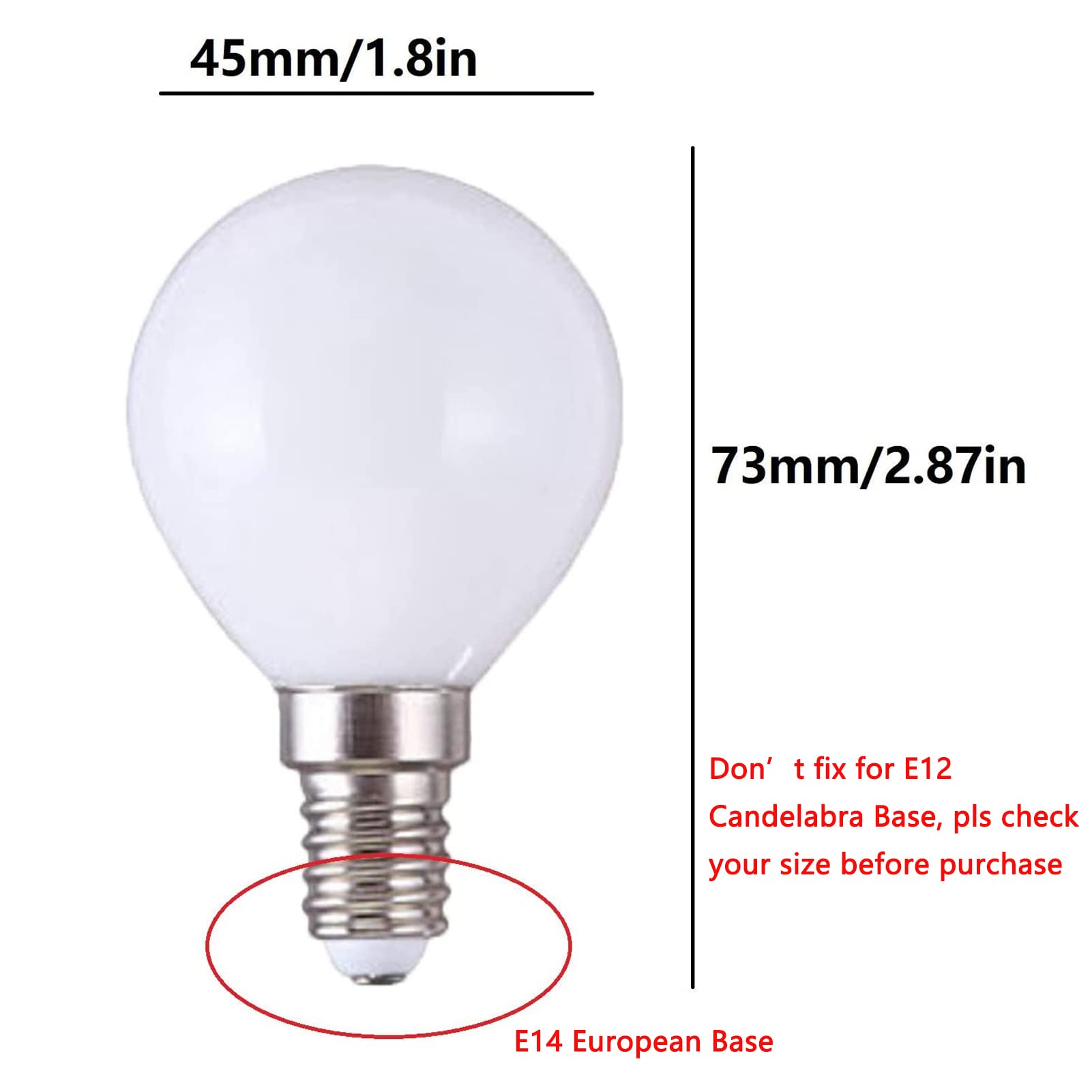 Lxcom Lighting G45 LED Bulb 5W Globe Vanity Light Bulb E14 Candelabra Base 50W Equivalent Warm White 3000K LED Round Light Bulb 500LM for Makeup Mirror Bathroom Home Lighting, 6 Pack