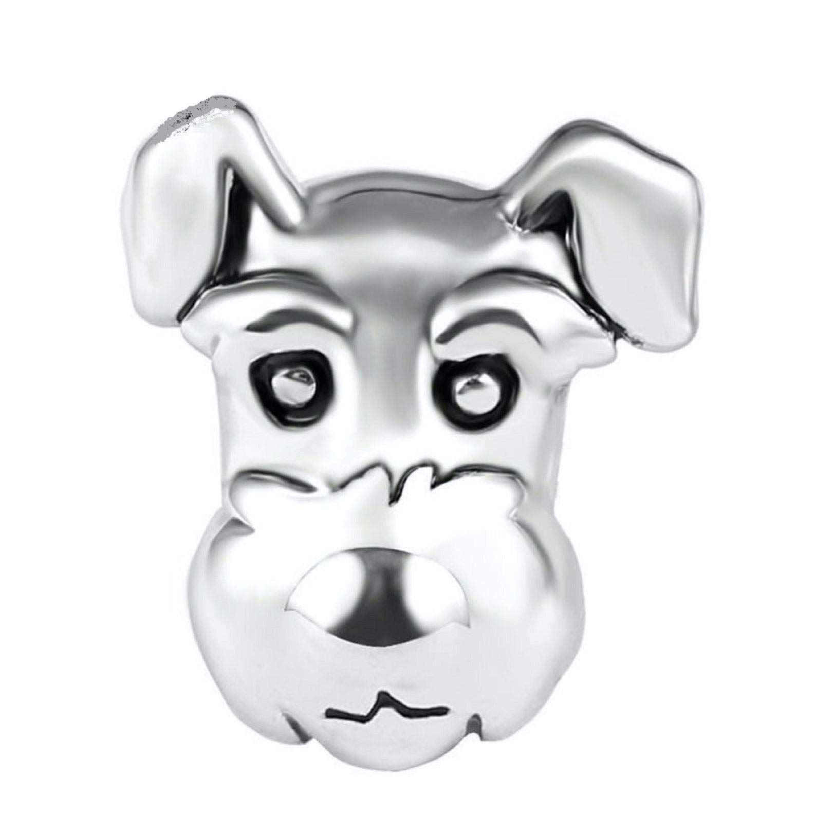 Bolenvi Miniature Schnauzer Dog 925 Sterling Silver Charm Bead for Pandora & Similar Charm Bracelets or Necklaces