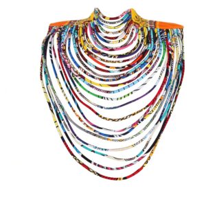 bazinriche women's handmade necklaces ankara kente necklace long multi strand african wax collar