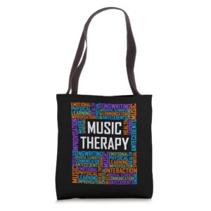 music therapy words gift therapist appreciation graduation tote bag