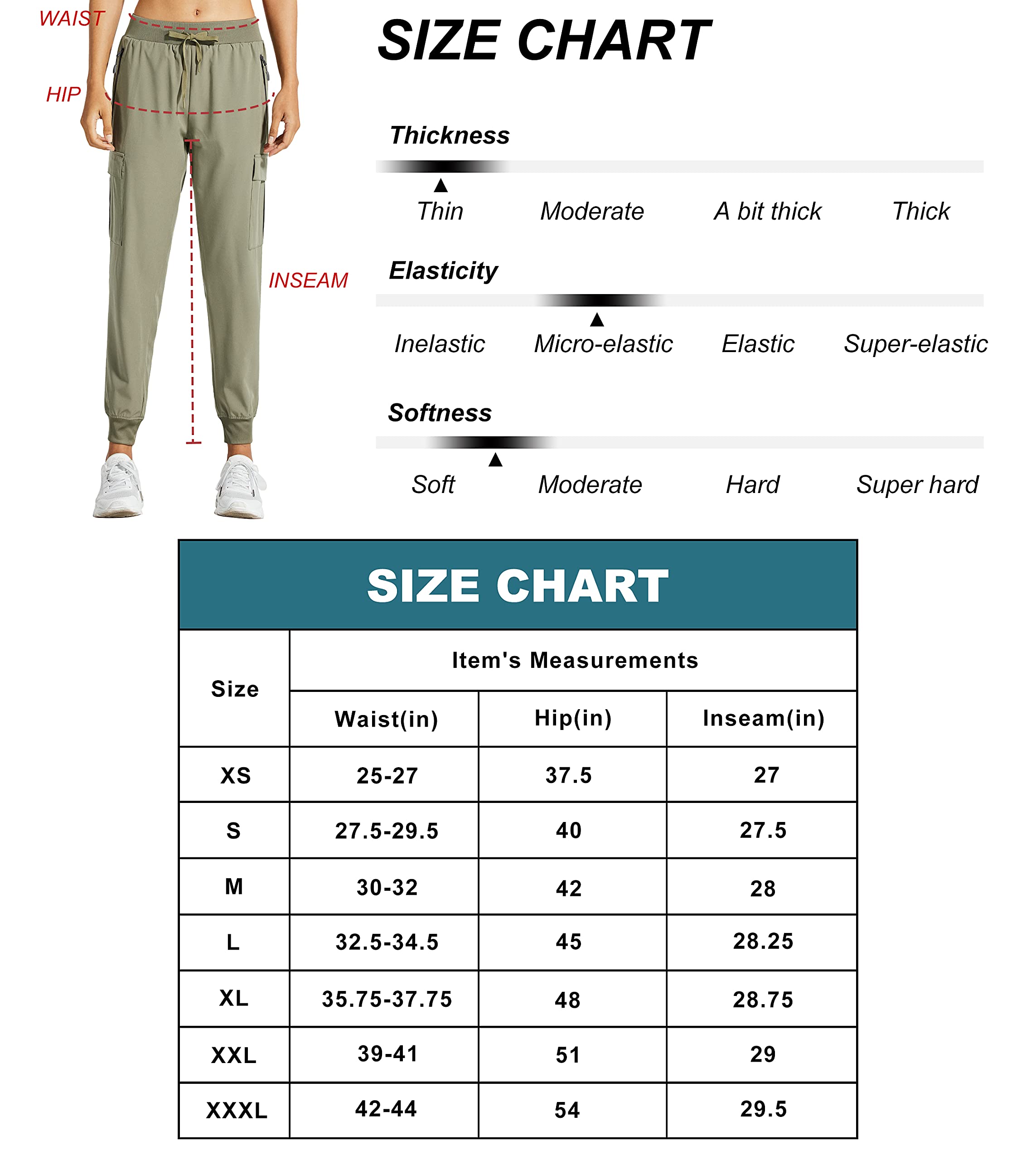 Libin Women's Cargo Joggers Lightweight Quick Dry Hiking Pants Athletic Workout Lounge Casual Outdoor, Steel Gray S