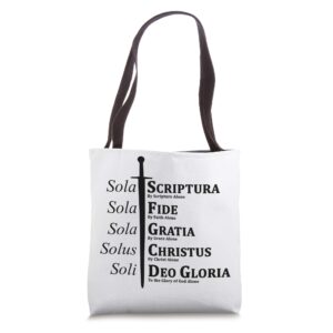 five solas reformed christian tote bag