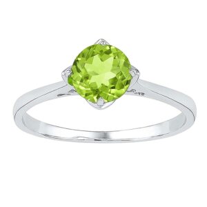 dazzlingrock collection 0.9 carat (ctw) round created peridot solitaire ring 7/8 ctw, sterling silver, size 5