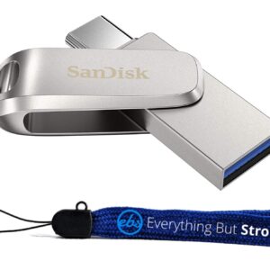 SanDisk 128GB Ultra Dual Drive Luxe USB Type-C Flash Drive for Microsoft Surface Pro 8, Surface Pro X, Surface Laptop Studio Tablets (SDDDC4-128G-G46) Bundle with 1 Everything But Stromboli Lanyard