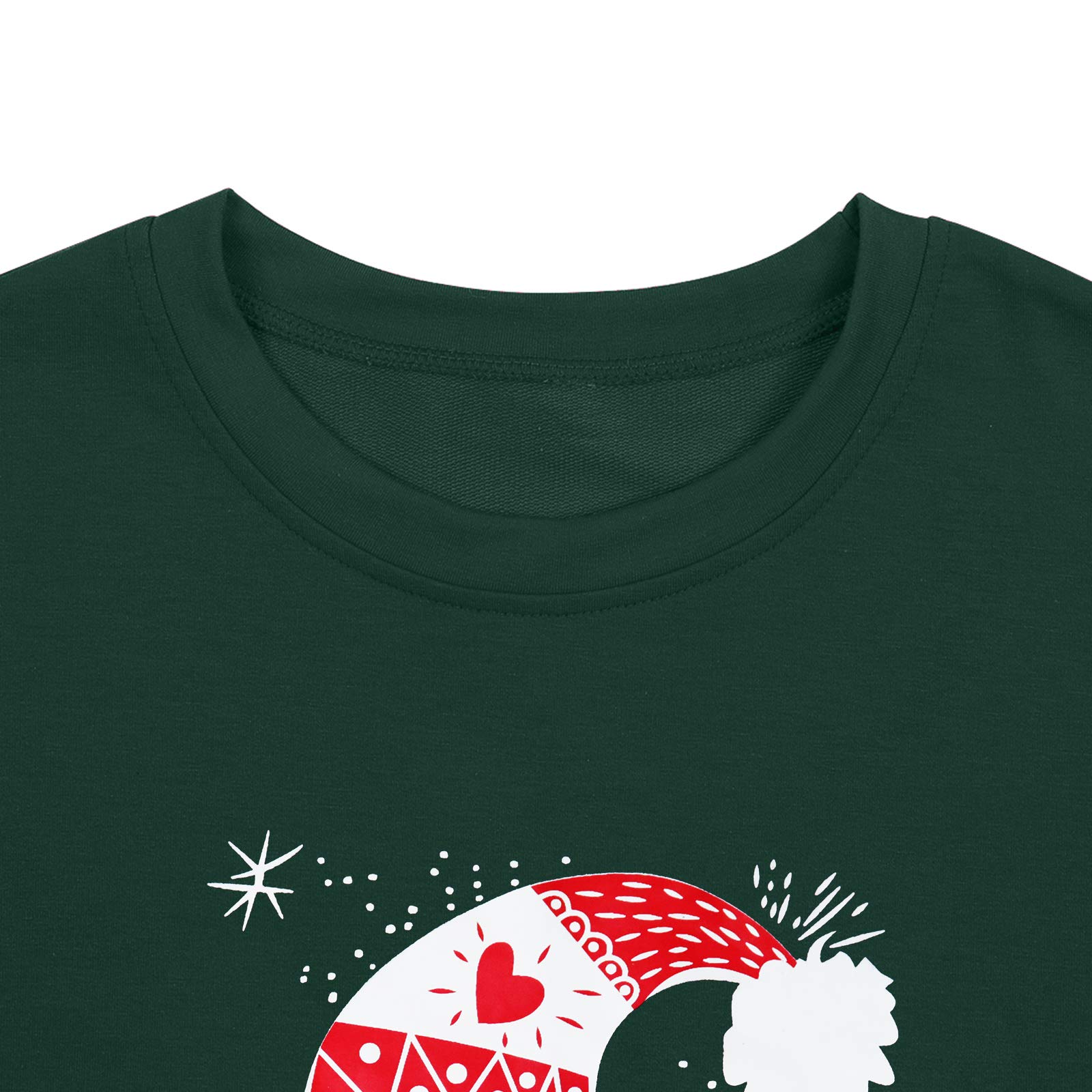 LHBNK Merry Christmas Sweatshirts HoHoHo Christmas Shirt Women Funny Santa Print Graphic Tee Casual Long Sleeve Blouse Tops (Green, Medium)