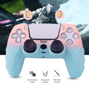 PS5 Controller Grip Cover, CHIN FAI Anti-Slip Silicone Skin Protective Cover Case for PlayStation 5 DualSense Wireless Controller with 6 Thumb Grip Caps (Gradient Color-1)