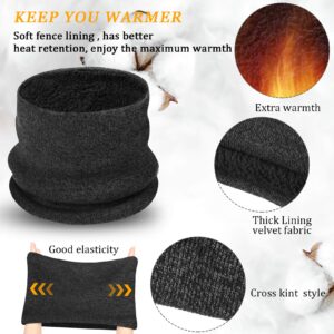 6 Pieces Winter Beanie Hat Scarf Touchscreen Gloves Neck Warm Knitted Fleece Lined for Men and Women (Black, Dark Grey)