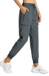 libin women's cargo joggers lightweight quick dry hiking pants athletic workout lounge casual outdoor, steel gray s