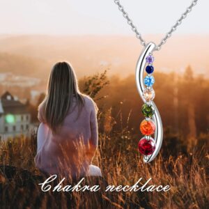 MISTBEE 925 Sterling Silver Chakra Necklace Yoga Pendant Chakra Necklaces Healing Crystals Pendant Jewelry Gifts for Women