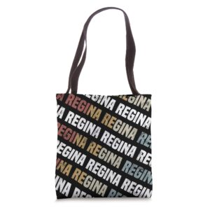 Vintage First Name Pattern Retro Forename Gift for Regina Tote Bag