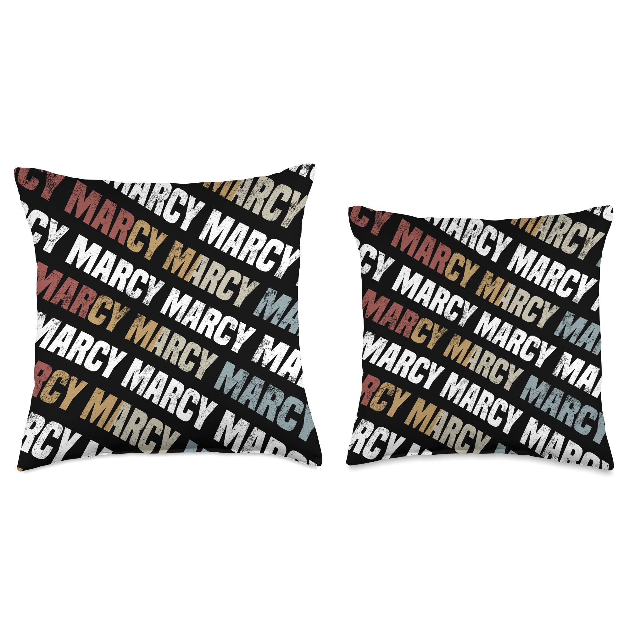 Custom Marcy Gifts & Designs for Girls Vintage First Name Pattern Retro Forename Gift for Marcy Throw Pillow, 18x18, Multicolor