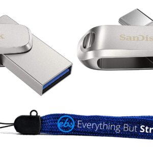 SanDisk 64GB Flash Drive (Bulk 2 Pack) Ultra Dual Drive Luxe USB Type-C for Smartphones, Tablets, and Computers - High Speed USB 3.1 (SDDDC4-064G-G46) Bundle with (1) Everything But Stromboli Lanyard