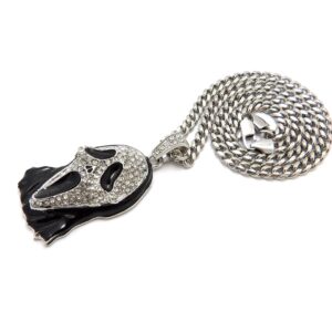 Iced Scream Face Pendant 5mm/18,20",24",30" Stainless Steel Cuban Chain Fashion Necklace SRC9 (20")