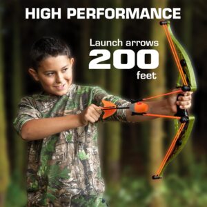 Zing Air Hunterz Z-Curve Bow Pack, 1 Green Bow, 4 Orange Zonic Whistle Arrows, 2 Orange Suction Cup Arrows and 1 Bungee, Shoots Arrows Up to 200 Feet