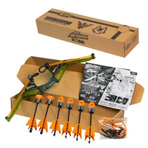 Zing Air Hunterz Z-Curve Bow Pack, 1 Green Bow, 4 Orange Zonic Whistle Arrows, 2 Orange Suction Cup Arrows and 1 Bungee, Shoots Arrows Up to 200 Feet