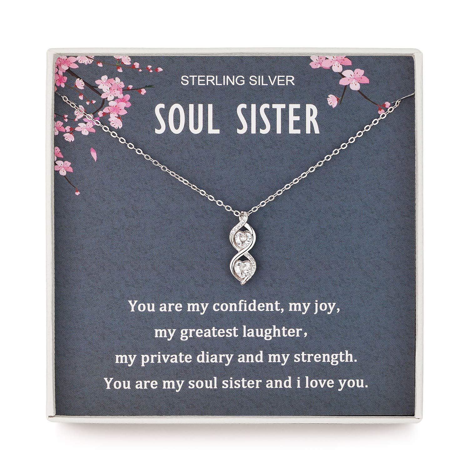 Sister Gifts from Sister,Soul Sister Gifts, Best Friend Jewelry,Sterling Silver Infinity Necklace Best Friend Birthday Gifts