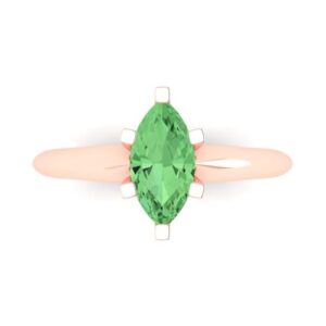 clara pucci 1.0 ct marquise cut solitaire green simulated diamond engagement bridal promise anniversary ring 18k rose gold size 9