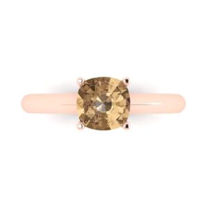 Clara Pucci 1.50ct Cushion Cut Solitaire Champagne Simulated Diamond 4 Prong Engagement Bridal Anniversary Ring 18K Rose Gold 3.5