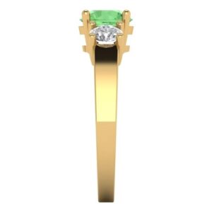 Clara Pucci 1.50 ct Round Cut 3 stone Genuine Green Simulated Diamond Engagement Promise Anniversary Bridal Ring 18K Yellow Gold 8.5