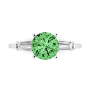 clara pucci 2.0 ct round cut 3 stone solitaire green simulated diamond engagement promise anniversary bridal ring 18k white gold 6.75