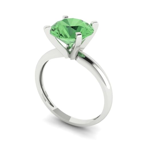 Clara Pucci 2.50ct Round Cut Solitaire Green Simulated Diamond Engagement Bridal Promise Anniversary Ring in 18K White Gold 10.5