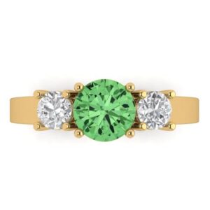 clara pucci 1.50 ct round cut 3 stone genuine green simulated diamond engagement promise anniversary bridal ring 18k yellow gold 8.5