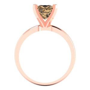 Clara Pucci 1.50ct Princess Cut Solitaire Champagne Simulated Diamond 4 Prong Engagement Bridal Anniversary Ring 18K Rose Gold 3.5