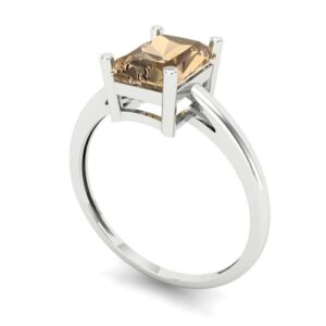 Clara Pucci 2.0ct Emerald Cut Solitaire Champagne Simulated Diamond 4 Prong Engagement Bridal Anniversary Ring 18K White Gold 3.5