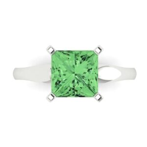 clara pucci 2.50ct princess cut solitaire green simulated diamond engagement bridal promise anniversary ring 18k white gold 7.5