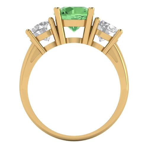 Clara Pucci 3.25 ct Round Cut 3 stone Genuine Green Simulated Diamond Engagement Promise Anniversary Bridal Ring 18K Yellow Gold 6.5