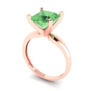 Clara Pucci 2.5 ct Princess Cut Solitaire Green Simulated Diamond Engagement Bridal Promise Anniversary Ring in 18K Rose Gold Size 11