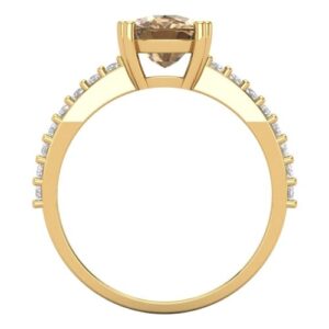 Clara Pucci 3.50 ct Cushion Cut Solitaire Champagne Simulated Diamond Engagement Promise Anniversary Bridal Ring 18K Yellow Gold 8.25