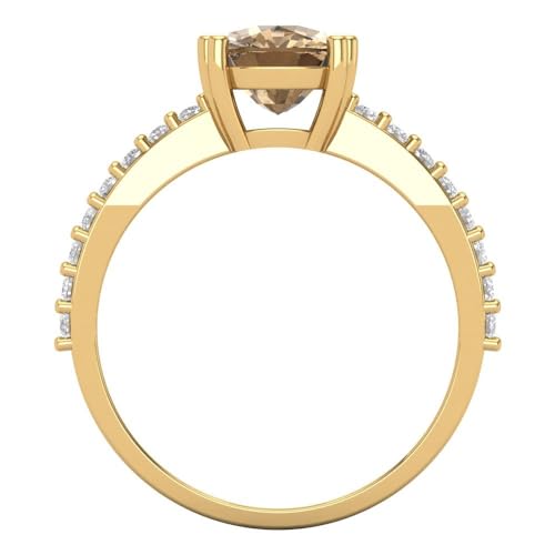 Clara Pucci 3.50 ct Cushion Cut Solitaire Champagne Simulated Diamond Engagement Promise Anniversary Bridal Ring 18K Yellow Gold 8.25