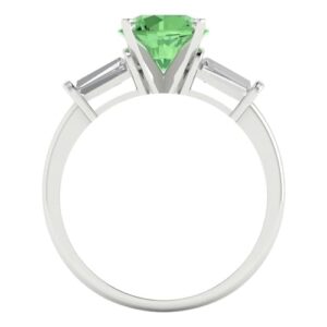 Clara Pucci 2.0 ct Round Cut 3 stone Solitaire Green Simulated Diamond Engagement Promise Anniversary Bridal Ring 18K White Gold 6.75