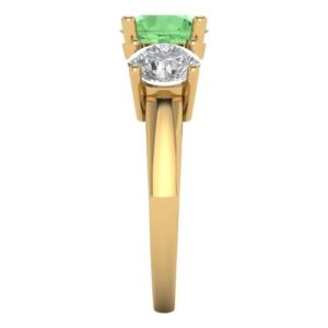 Clara Pucci 3.25 ct Round Cut 3 stone Genuine Green Simulated Diamond Engagement Promise Anniversary Bridal Ring 18K Yellow Gold 6.5