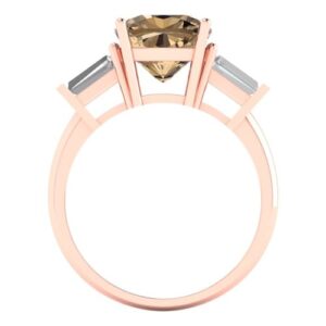 Clara Pucci 3.50ct Cushion cut 3 stone Solitaire Champagne Simulated Diamond Engagement Anniversary Bridal Ring 18K Rose Gold 10.5