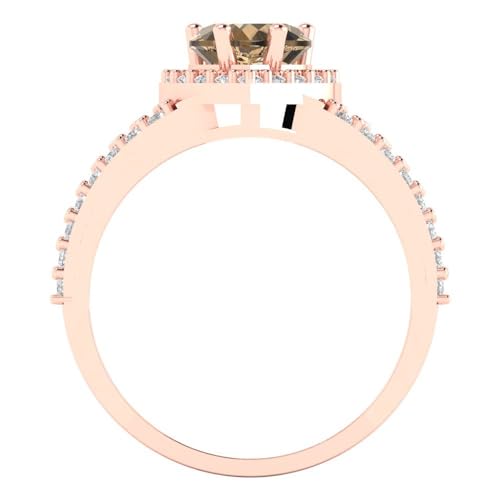 Clara Pucci 1.75ct Heart Cut Solitaire Genuine Champagne Simulated Diamond Engagement Promise Anniversary Bridal Ring 18K Rose Gold 7.5