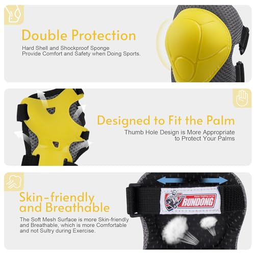 Kids/Youth Bicycle Helmet Knee Pad Elbow Pads Wrist Pads Protective Gear Children 7-in-1Gear Set,for Roller BMX Cycling Skateboard Skating Riding Scooter Skates Outdoor and Other Extreme Sports