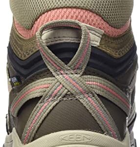 KEEN Women's-Ridge Flex Mid Height Waterproof Hiking Boots, Timberwolf/Brick Dust, 7