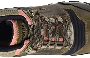 KEEN Women's Ridge Flex Mid Height Waterproof Hiking Boot, Timberwolf/Brick Dust, 7.5