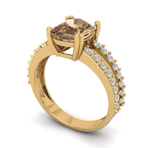 Clara Pucci 3.50 ct Cushion Cut Solitaire Champagne Simulated Diamond Engagement Promise Anniversary Bridal Ring 18K Yellow Gold 8.25