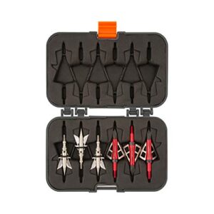 Allen Company Titan Broadhead Box & Caddy - Holds 6 Broadheads with Closed Width Up to 1-3/8" - Outdoor Storage for Bow, Compound Bow, Crossbow Accessories - Gray/Orange