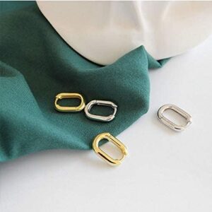 SILBERTALE Rectangle Hoop Earrings 925 Sterling Silver Gold Plated Paperclip Huggie Hoops U Link Earrings for Women